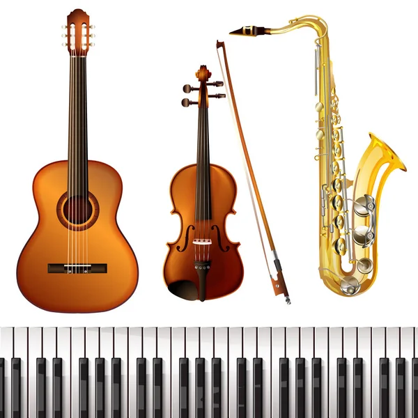 Collection d'instruments de musique réalistes — Image vectorielle