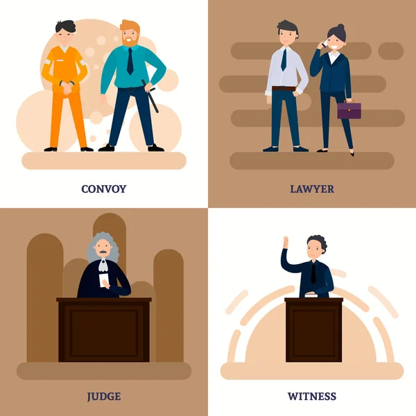 People In Court Square Composition — Stock Vector