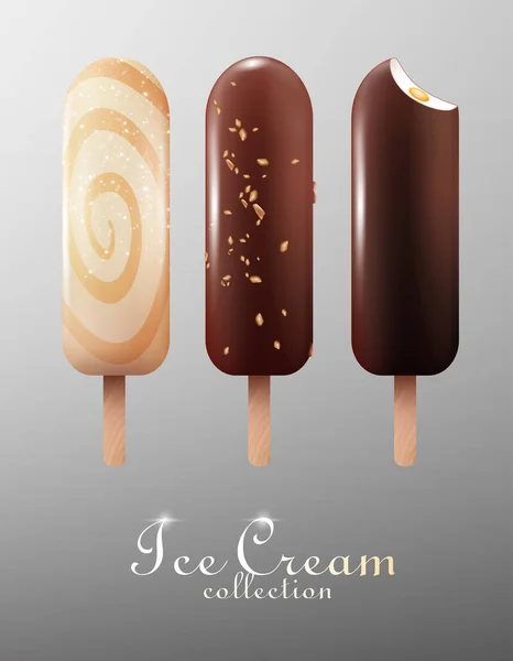 Conjunto de esquimós de sorvete clássico realista — Vetor de Stock