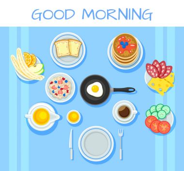 Renkli kahvaltı tablo kavramı