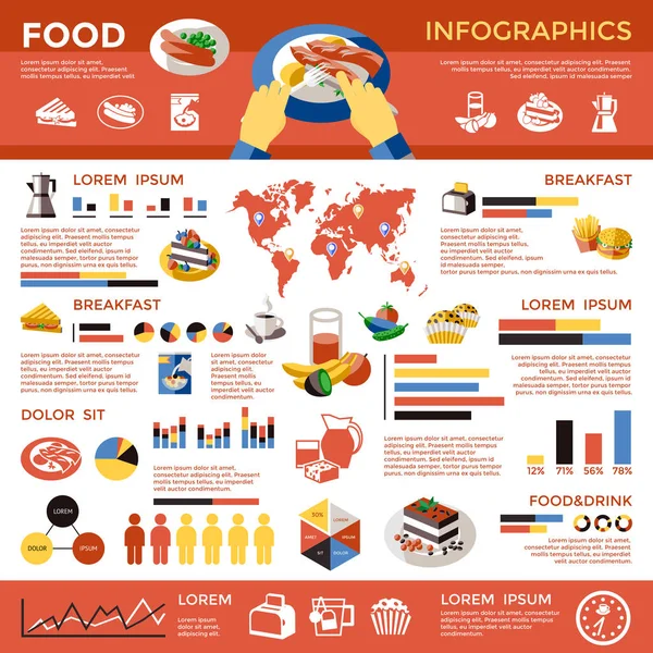 Lebensmittel farbige Infografik — Stockvektor