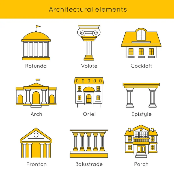 Építészeti elemek Icon Set — Stock Vector