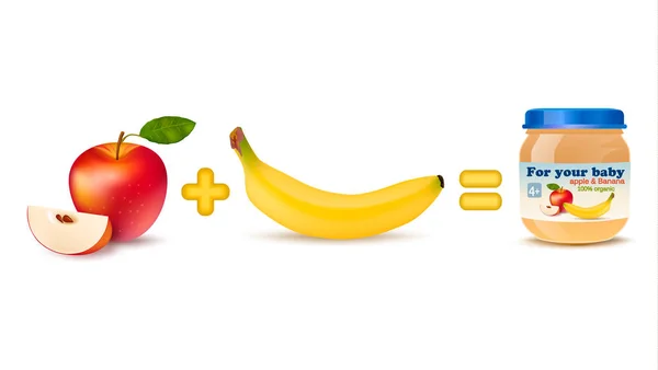 Baby eten Fruit formule Infographics — Stockvector