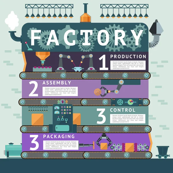 Concetto infografico della fabbrica industriale — Vettoriale Stock