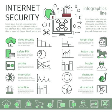 Internet güvenlik doğrusal Infographics