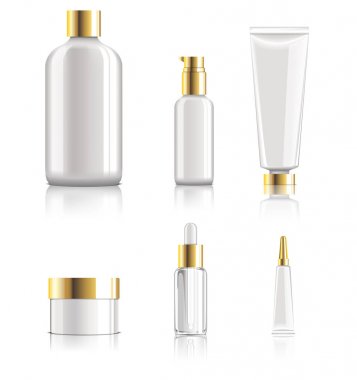 Gerçekçi parlak cilt bakım paketleri koleksiyonu