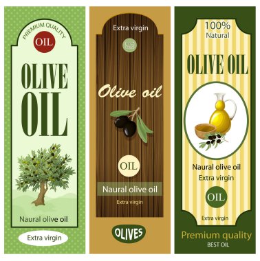 Çizgi film zeytinyağı etiketleri kümesi