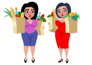 Renkli karikatür şişman kadın kavramı