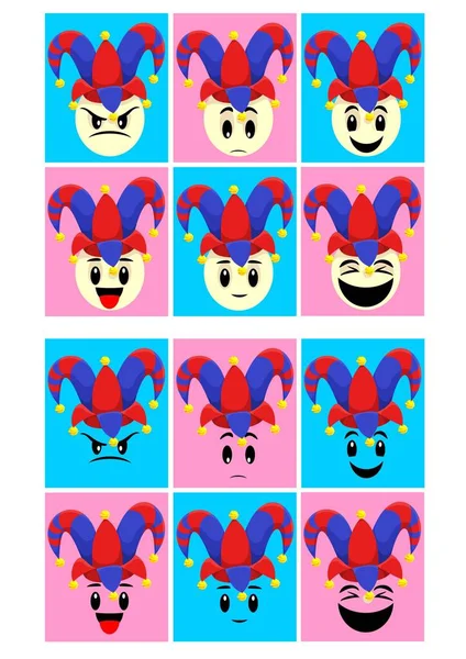 Conjunto de emoticons coloridos do dia dos tolos — Vetor de Stock