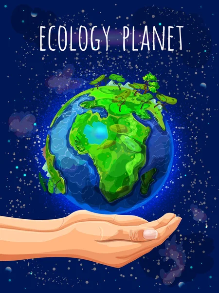 卡通生态星球海报 — 图库矢量图片