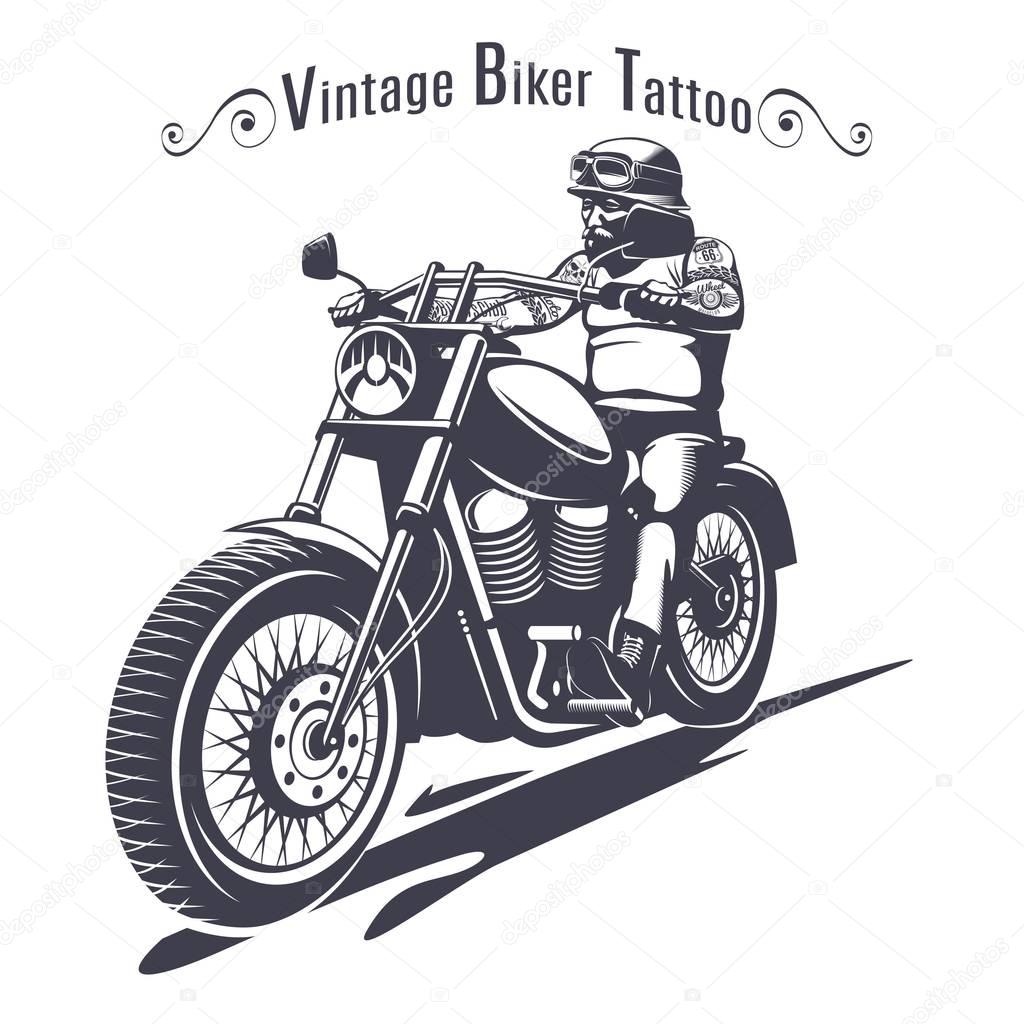 Monochrome Biker Tattoo Template