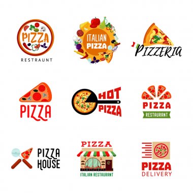 Hafif İtalyan Gıda Restoran Logotypes Set