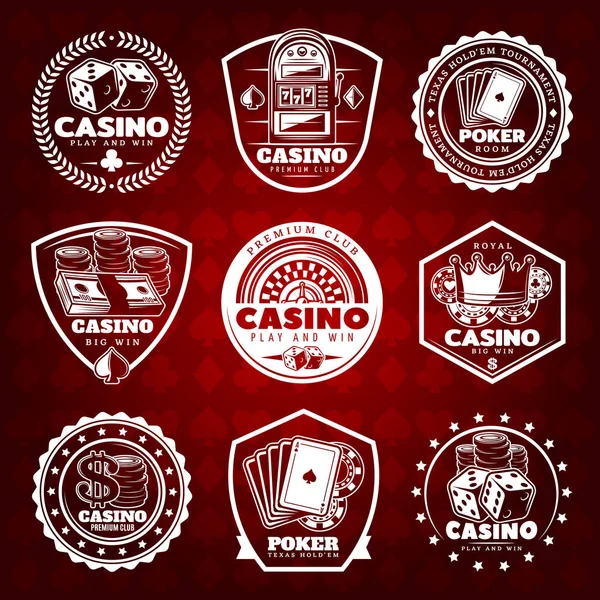 Набір білих вінтажних азартних ігор — стоковий вектор