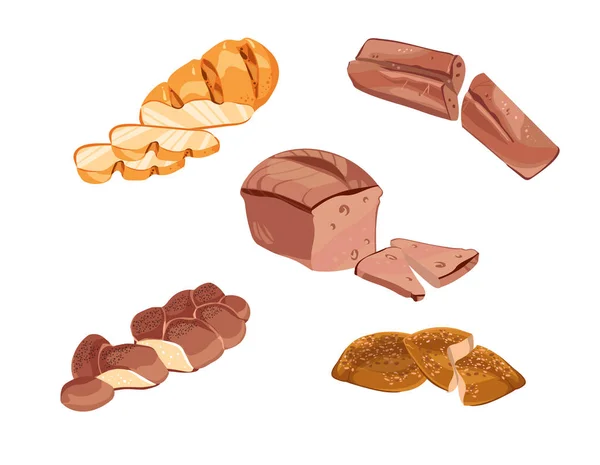 Färgglada skiss bageri produkter samling — Stock vektor