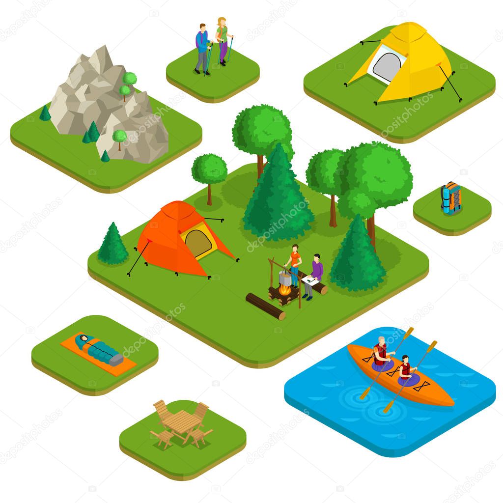 Isometric Colorful Active Recreation Concept