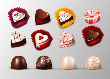 Gerçekçi şekerleme ve pasta öğeleri kümesi