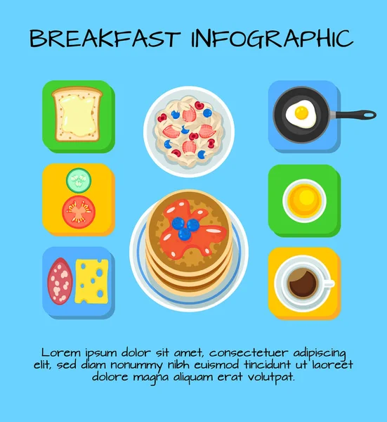 カラフルな朝食食品インフォ グラフィックのコンセプト — ストックベクタ