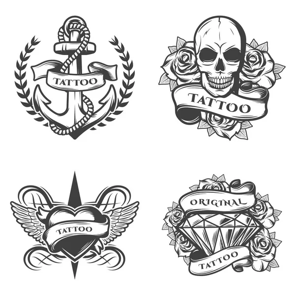 Ročník Tattoo Studio emblémy sada — Stockový vektor