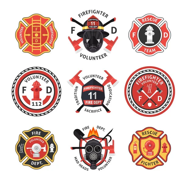 Conjunto de etiquetas de bombero — Archivo Imágenes Vectoriales