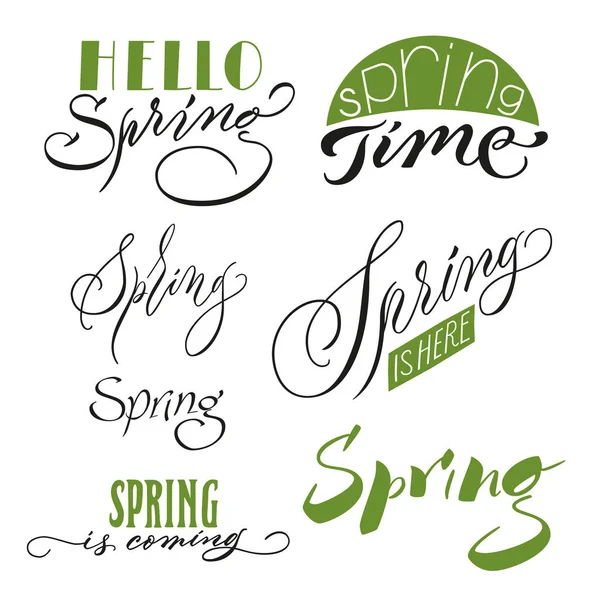 Calligraphic Spring Inscriptions Set — Stock Vector