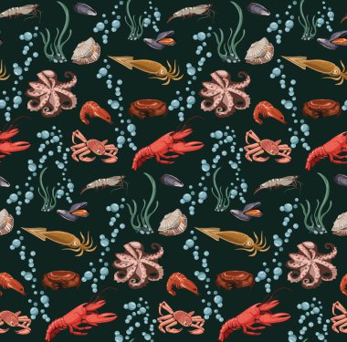 Kroki renkli deniz hayvanları Seamless Modeli