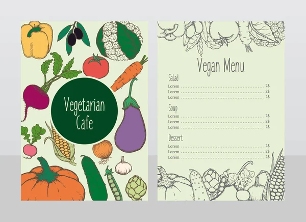 Hand Drawn vegetarische Cafe menusjabloon — Stockvector