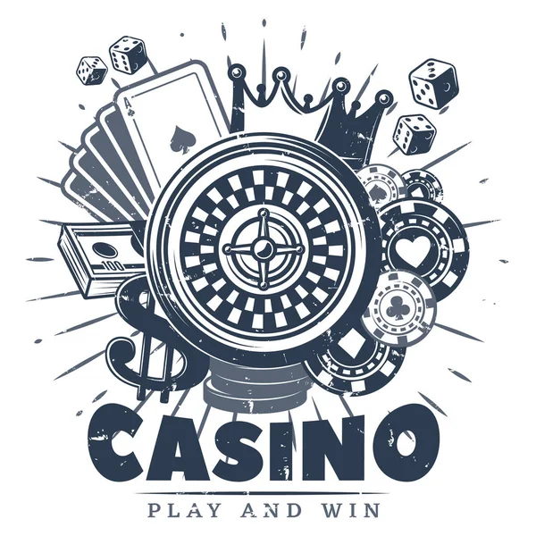 Plantilla de logotipo de Casino Monocromo Vintage — Archivo Imágenes Vectoriales