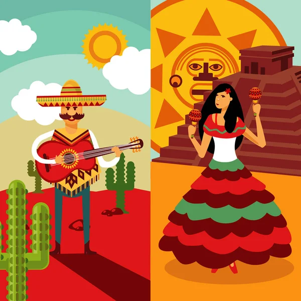 Bannières verticales mexicaines traditionnelles — Image vectorielle