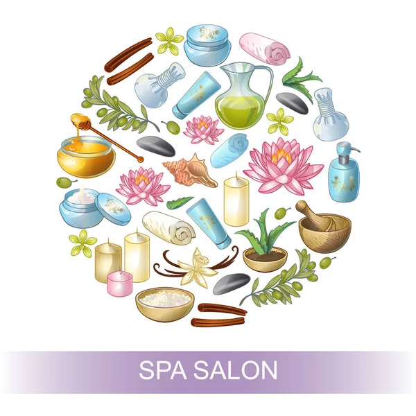 Spa Salon Composizione rotonda — Vettoriale Stock