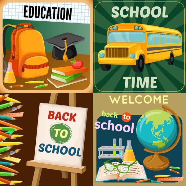 School Education Compositions — Stock Vector