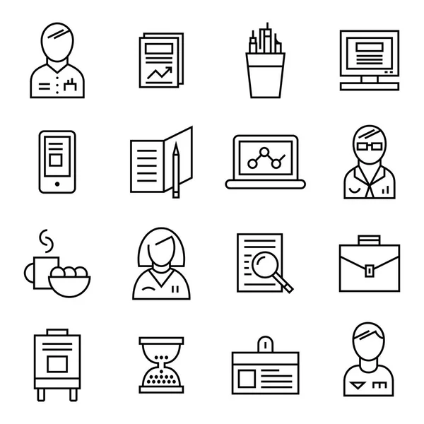 Conjunto de iconos de línea de coworking — Archivo Imágenes Vectoriales