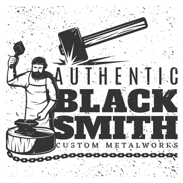 Monochrome Vintage Blacksmith Template — Stock Vector