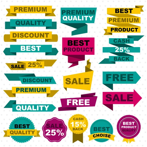 Conjunto de elementos de design de venda colorida plana —  Vetores de Stock