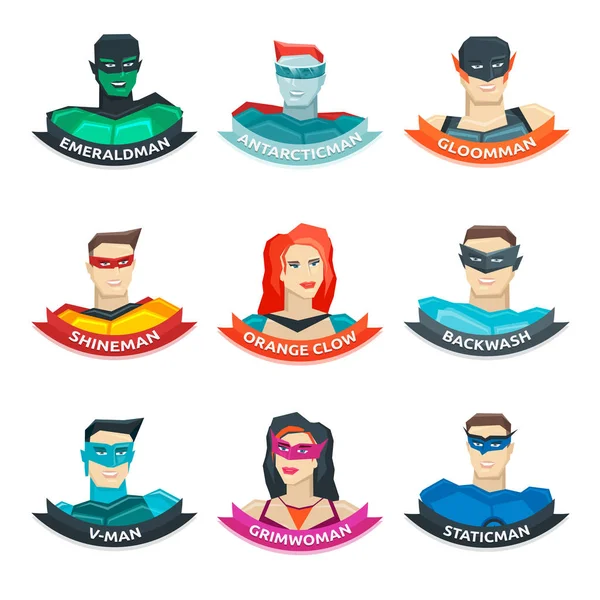 Kolekcja avatary superbohatera — Wektor stockowy