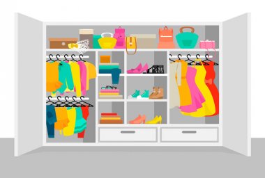 Renkli kadın gardırop öğeleri kavramı