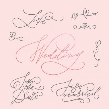 Wedding Calligraphic Letterings Set clipart