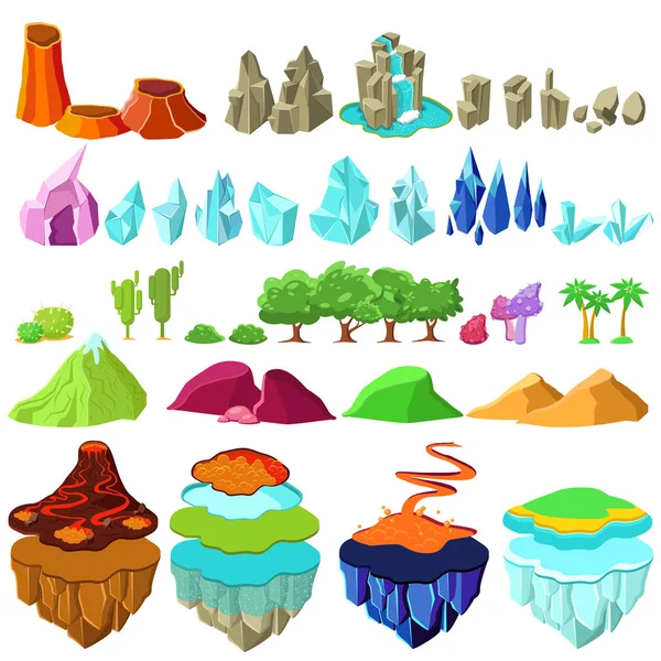 Juego colorido Islas Paisaje Elementos Set — Archivo Imágenes Vectoriales