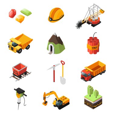 İzometrik Madencilik Sanayi öğeleri kümesi