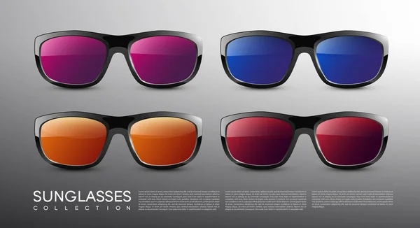 Stylische moderne farbige Sonnenbrille Set — Stockvektor