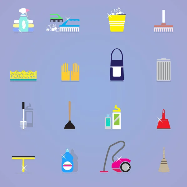 Collection d'éléments de nettoyage colorés — Image vectorielle