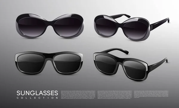 Coleção de óculos de sol realistas elegantes — Vetor de Stock