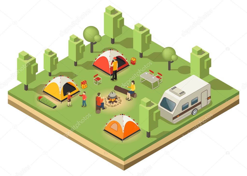 Isometric Traveling Camping Concept