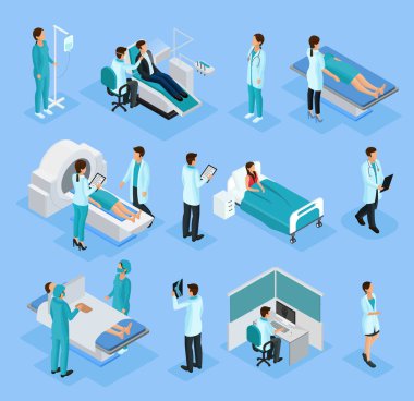 İzometrik doktorlar ve hastalar Set