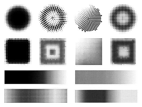 Monocromo Efectos Semitono Elementos de Diseño Conjunto — Vector de stock