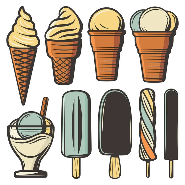 Retro barevné zmrzliny sada — Stockový vektor