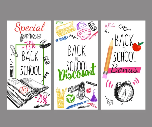 Terug naar School Flyer Set — Stockvector