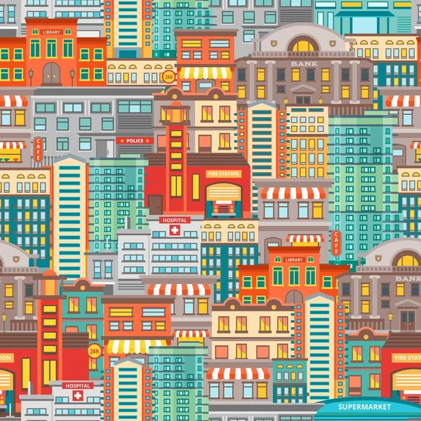 Flat Cityscape Seamless Pattern