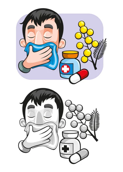 Plantilla de alergia de dibujos animados — Vector de stock