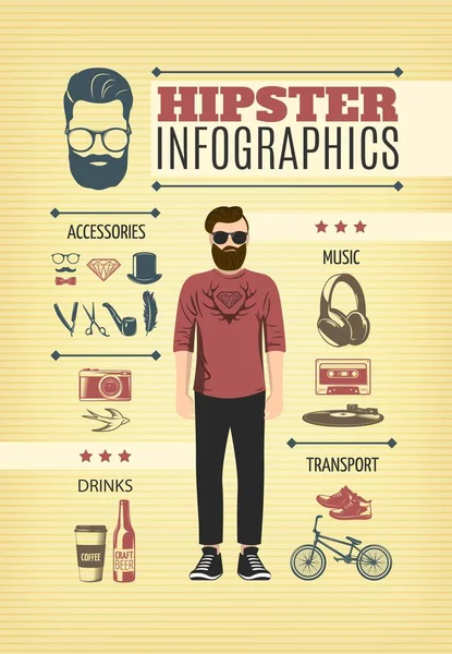 Leichte Hipster Mode Infografik-Vorlage — Stockvektor