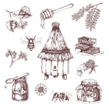 Tatlım öğeleri el Set çekilmiş